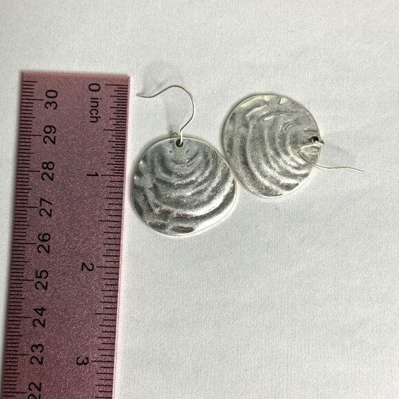 Park Lane Jewelry Matte Silver Seashell-Inspired Drop Earrings Organic Texture - Picture 4 of 6
